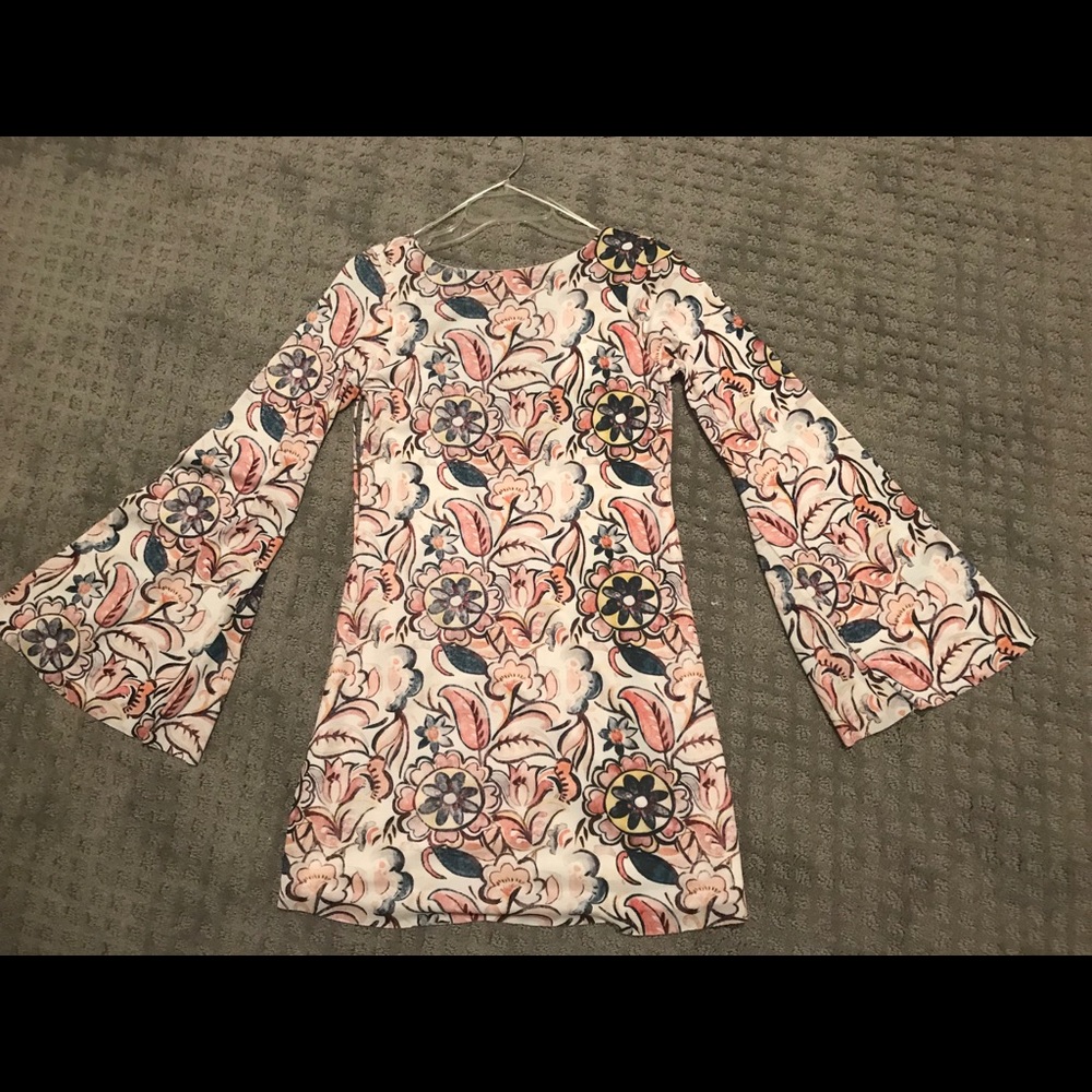 Zara colorful mini dress with long sleeves